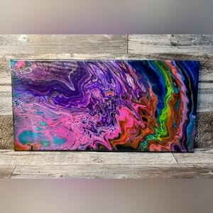 Neon Dreams: 10x20 Acrylic Pour Painting